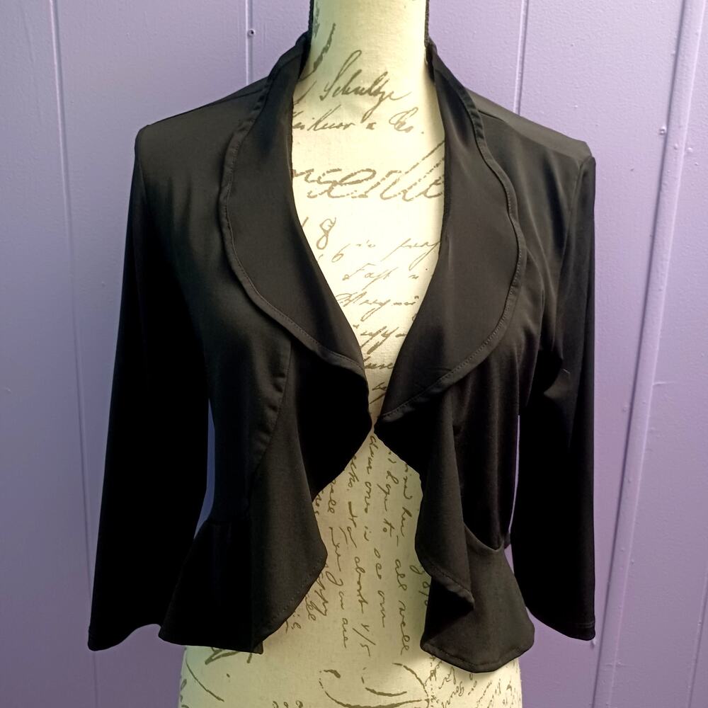 Soft Works Women's Black Draped Open-Front Cardigan M